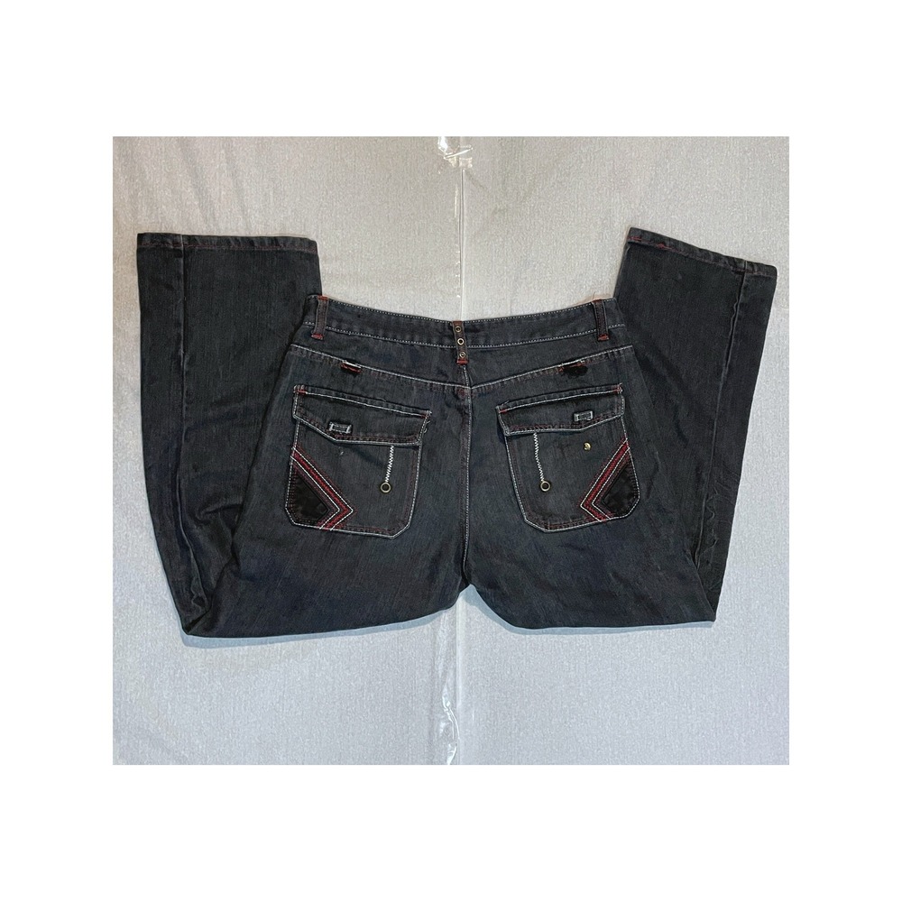 Y2K Vintage Red Ape Mens Gray Wide Leg Jeans 36